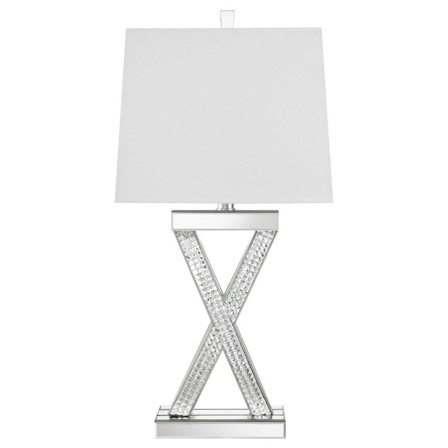 Dominick Table Lamp with Rectange Shade White/Mirror - 923289 - Luna Furniture - Dallas Store