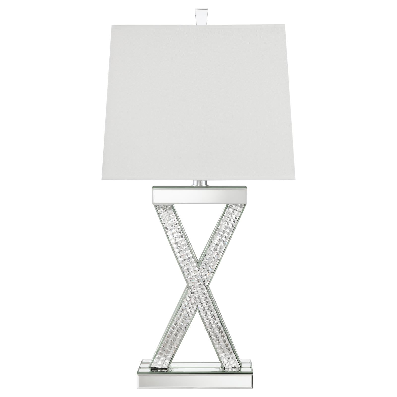 Dominick Table Lamp with Rectange Shade White/Mirror - 923289 - Luna Furniture - Dallas Store