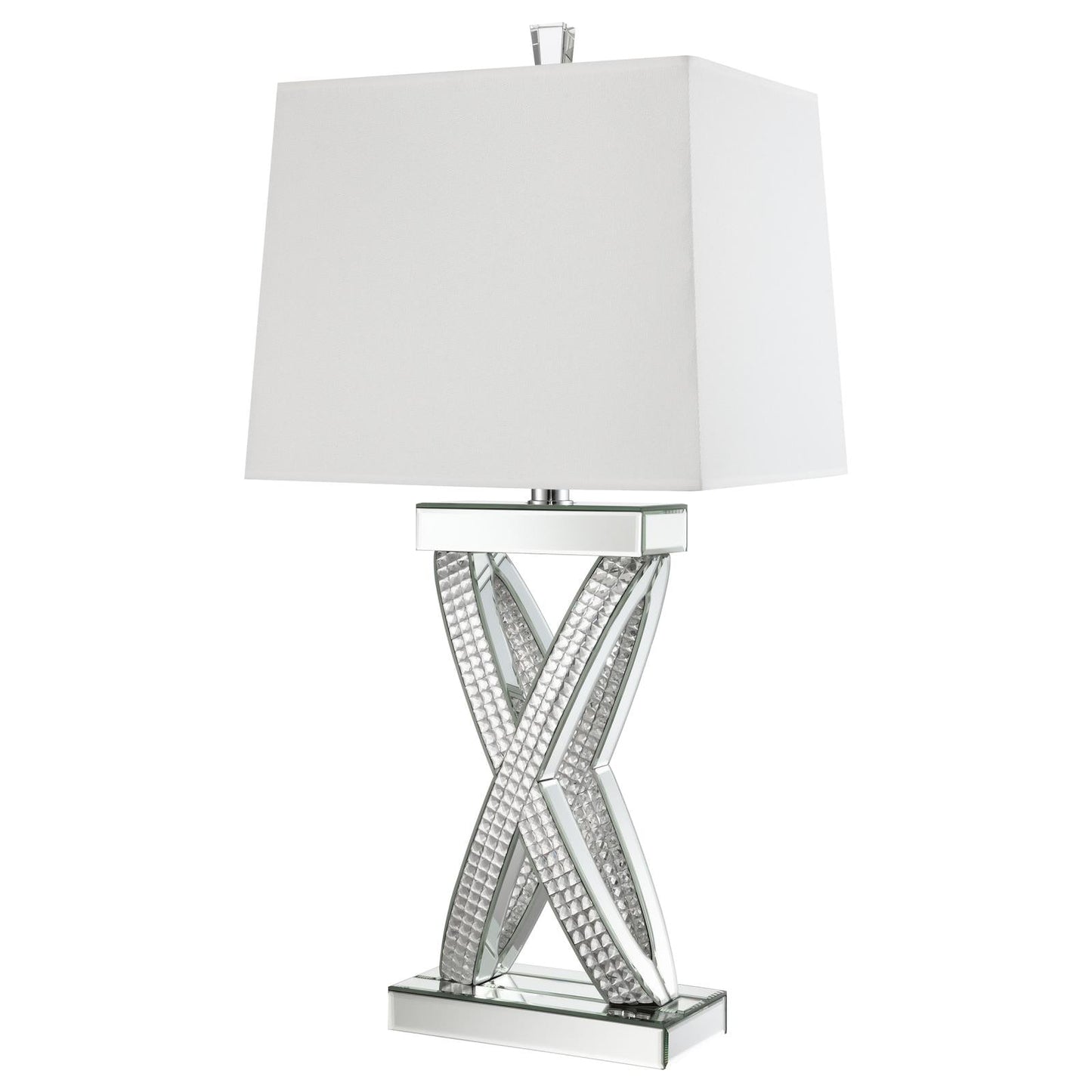 Dominick Table Lamp with Rectange Shade White/Mirror - 923289 - Luna Furniture - Dallas Store