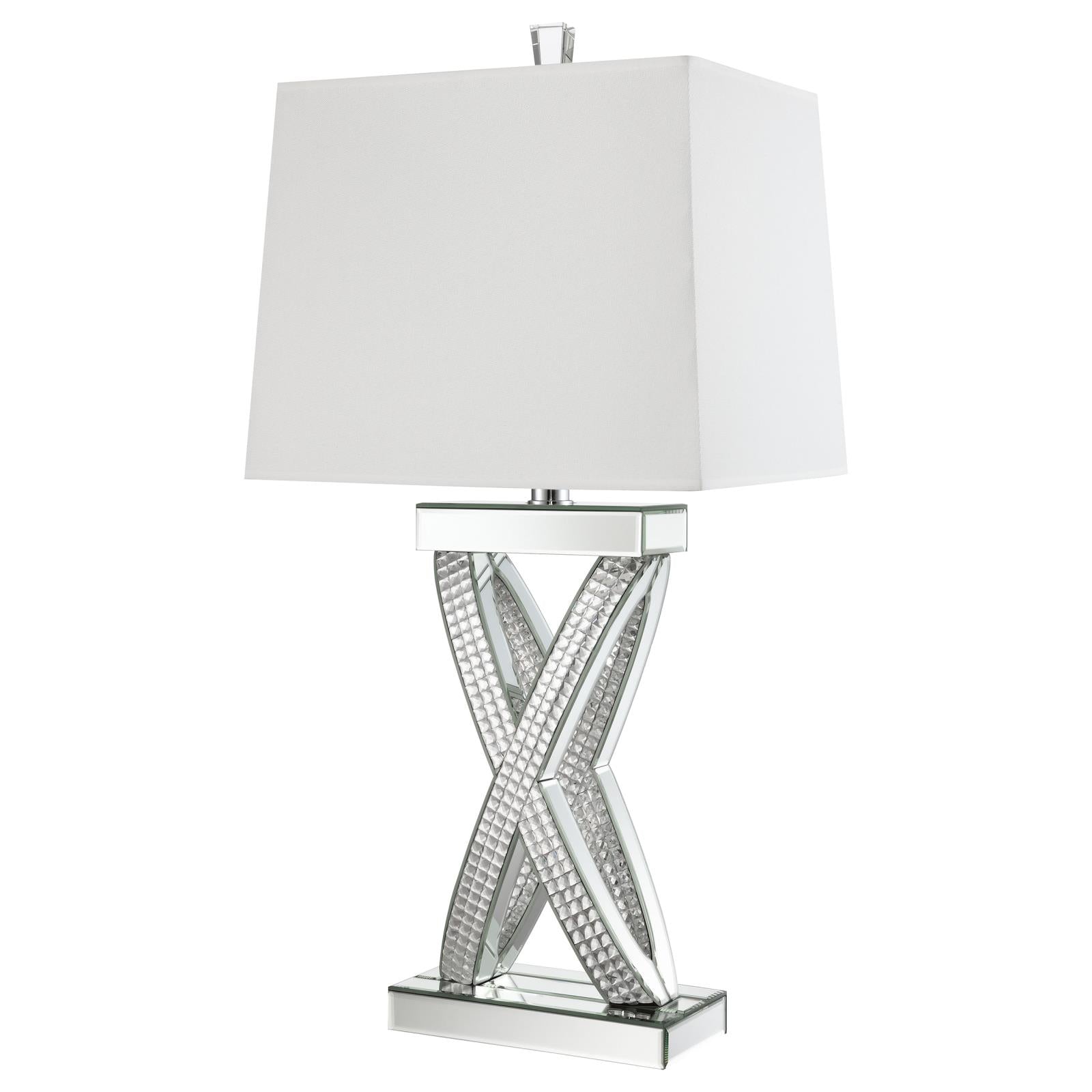 Dominick Table Lamp with Rectange Shade White/Mirror - 923289 - Luna Furniture - Dallas Store