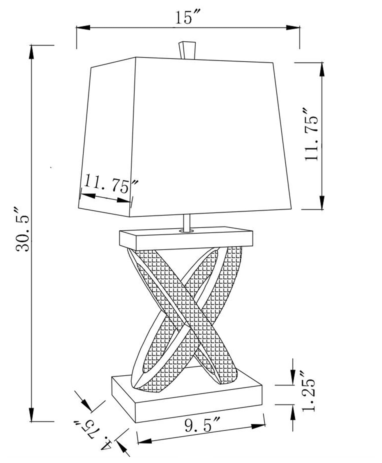 Dominick Table Lamp with Rectange Shade White/Mirror - 923289 - Luna Furniture - Dallas Store