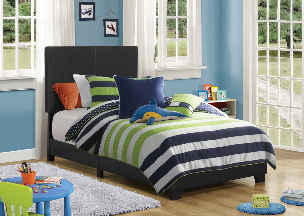 Dorian Upholstered Twin Bed Black - 300761T - Luna Furniture - Dallas Store
