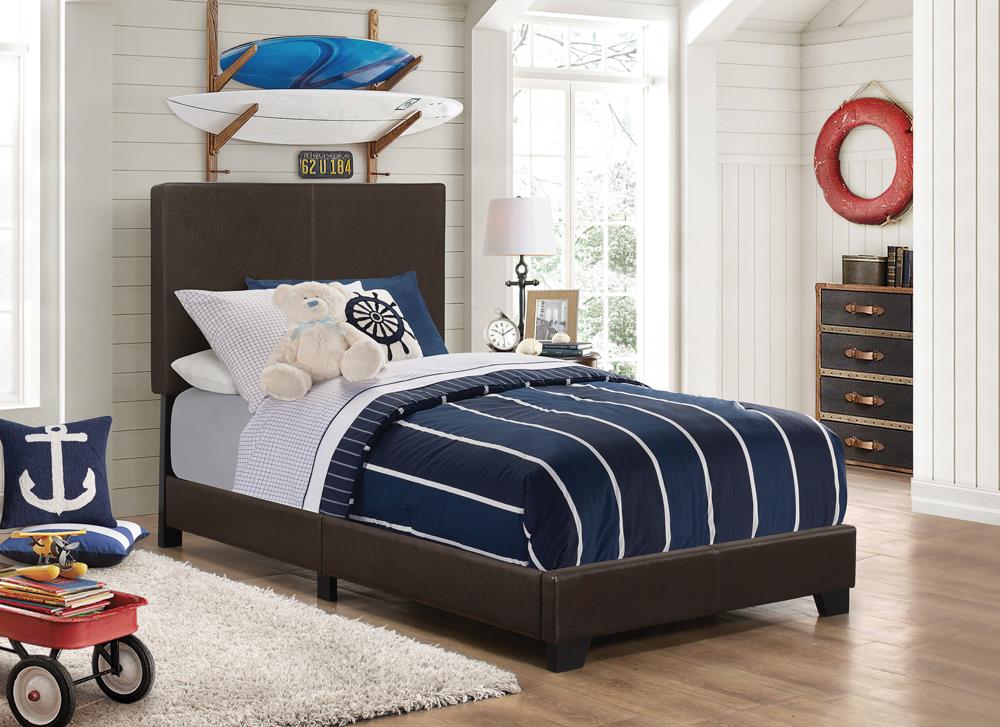 Dorian Upholstered Twin Bed Brown - 300762T - Luna Furniture - Dallas Store