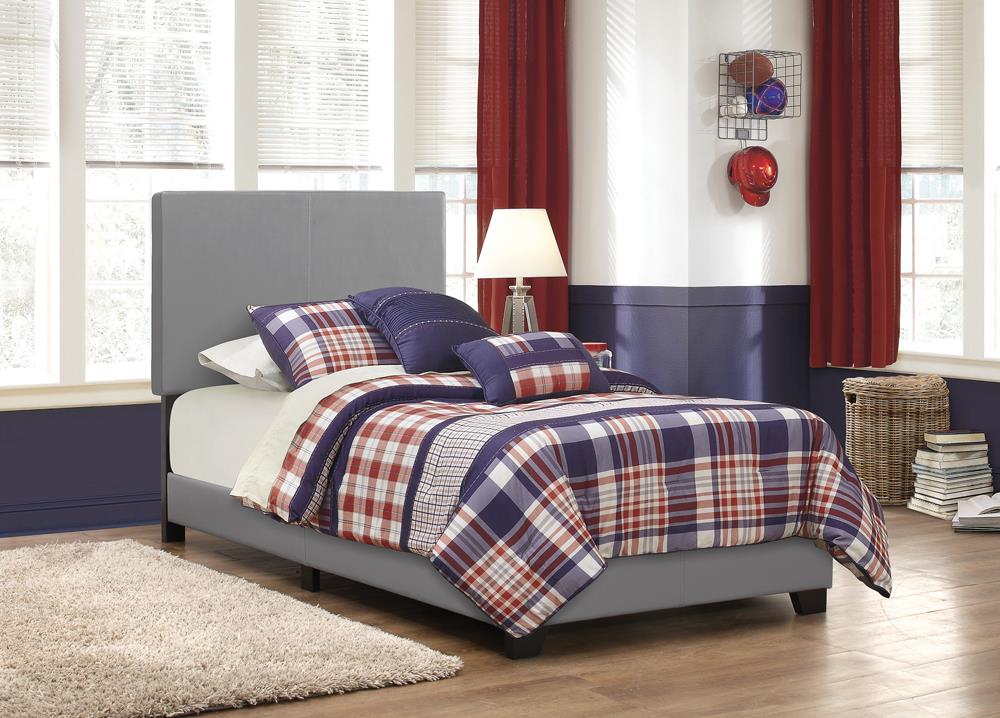 Dorian Upholstered Twin Bed Gray - 300763T - Luna Furniture - Dallas Store
