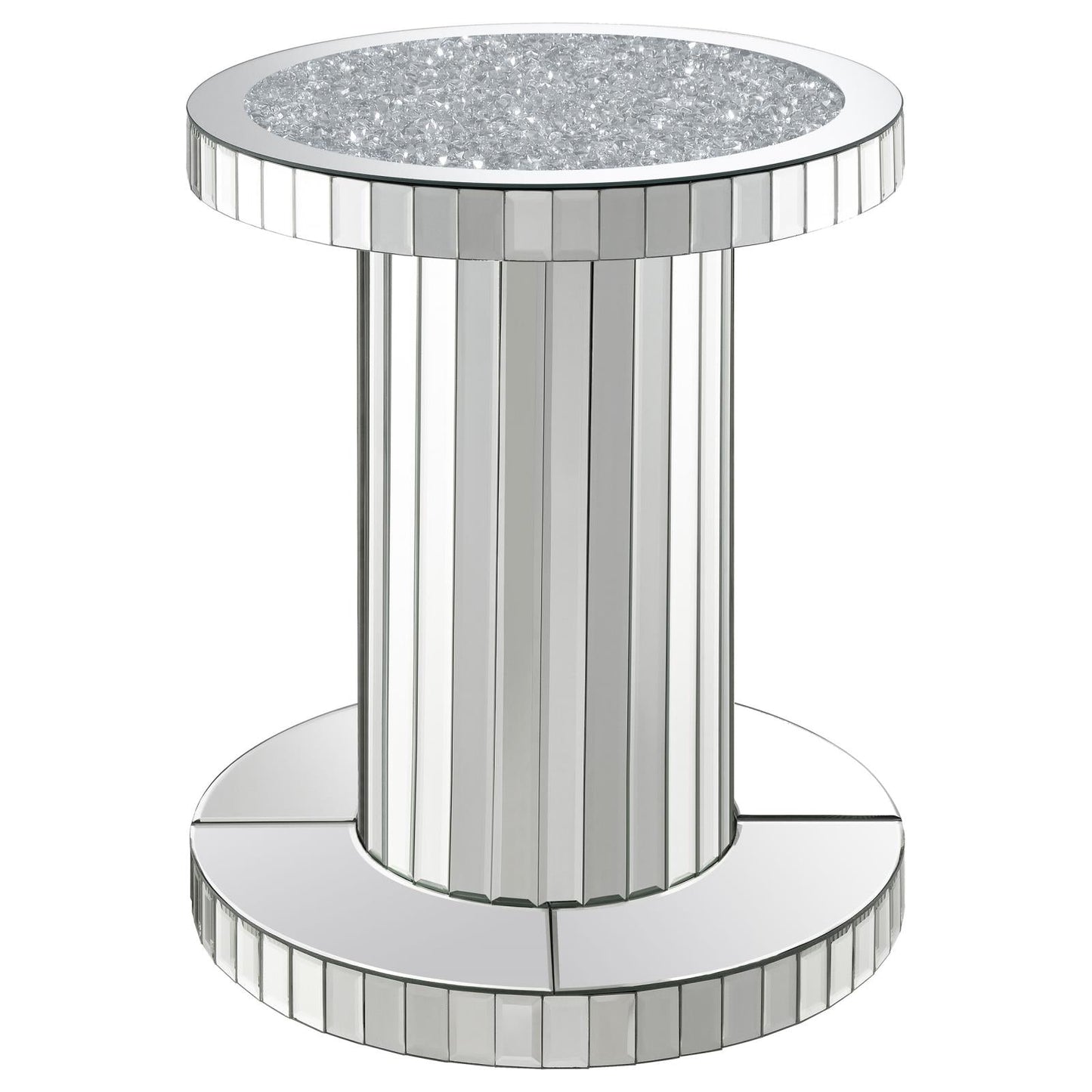 Dorielle Mirror Crystal Inlay Round Top Accent Table - 936125 - Luna Furniture - Dallas Store