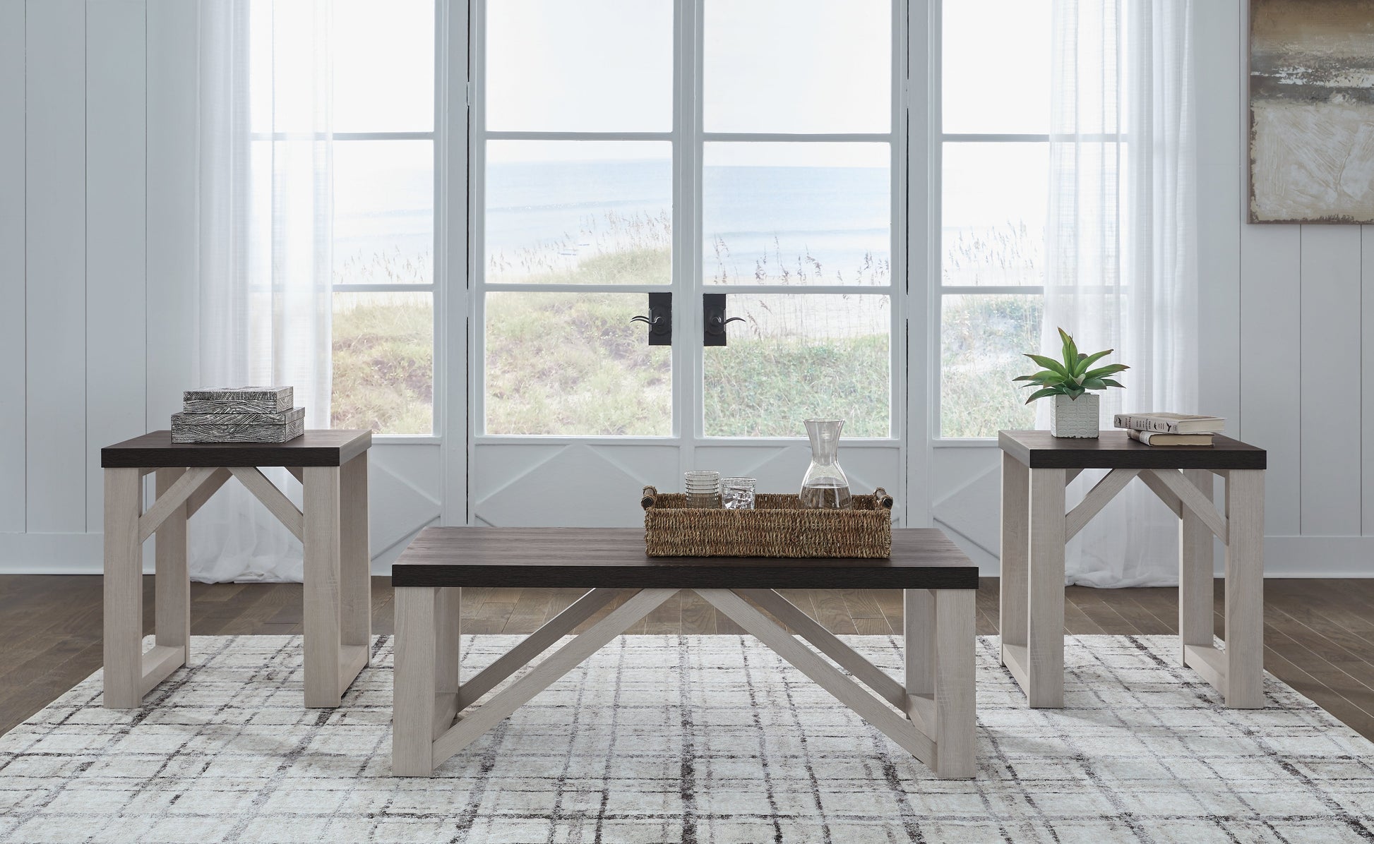 Dorrinson Antique White Table (Set of 3) - T236-13 - Luna Furniture - Dallas Store