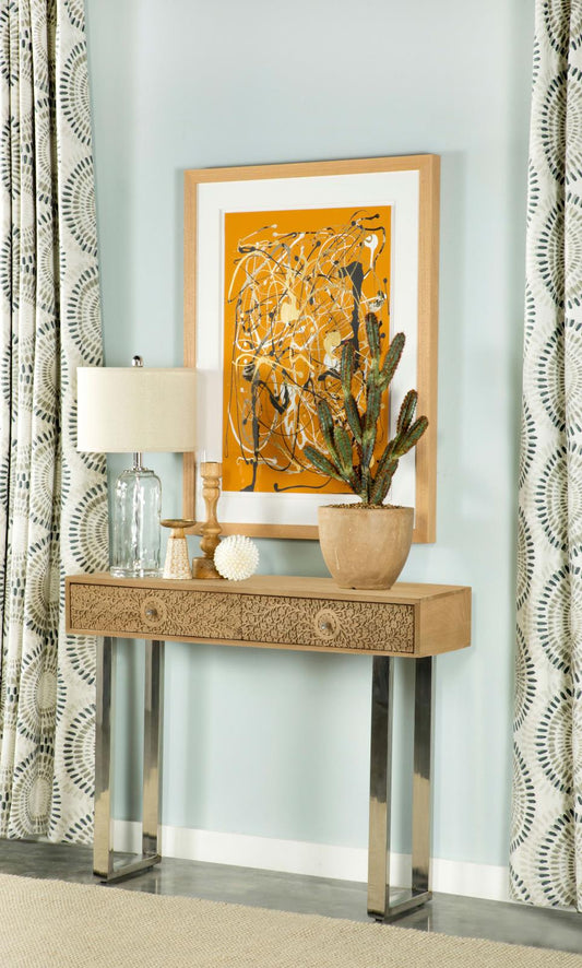 Draco Natural Console Table with Hand Carved Drawers - 953512 - Luna Furniture - Dallas Store
