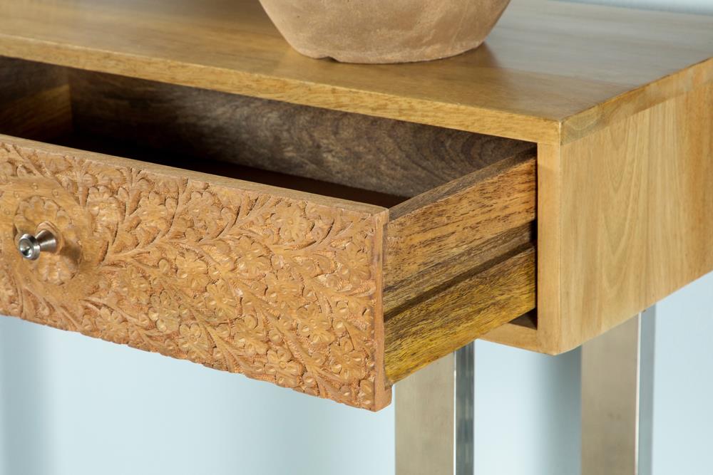 Draco Natural Console Table with Hand Carved Drawers - 953512 - Luna Furniture - Dallas Store