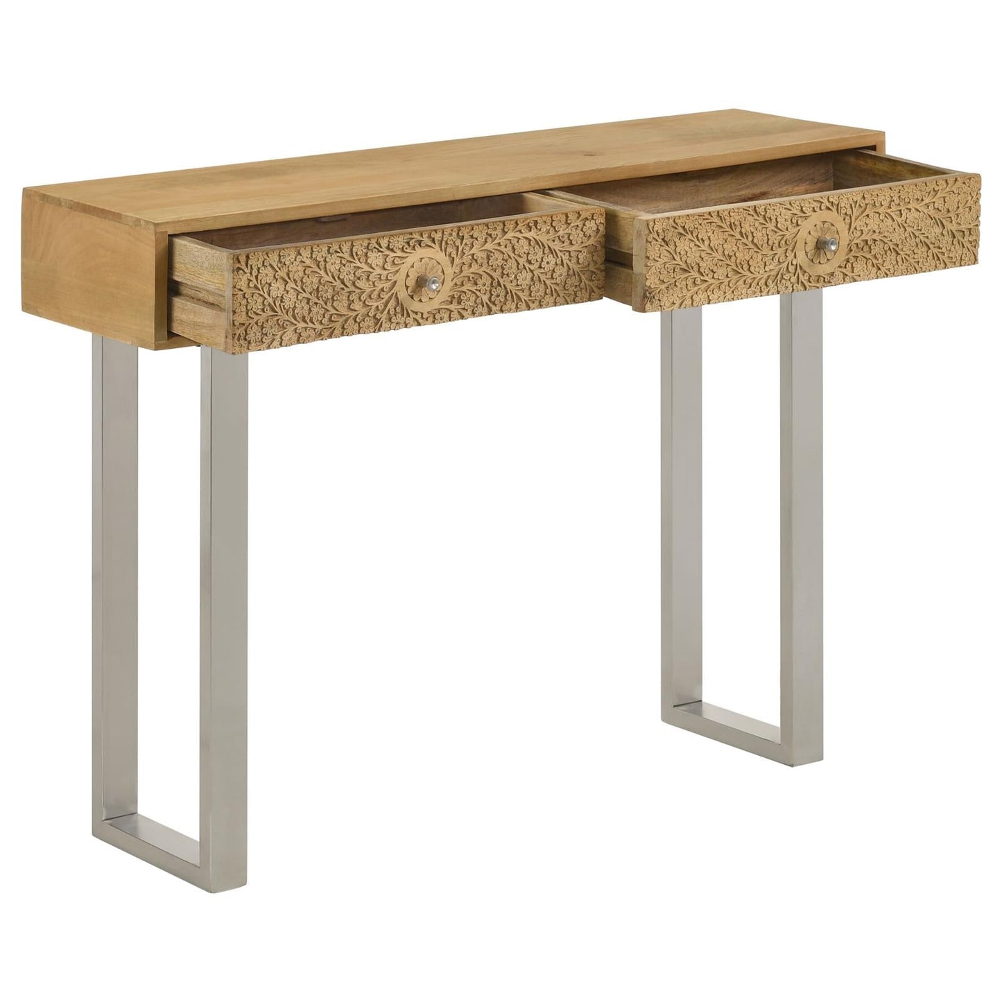 Draco Natural Console Table with Hand Carved Drawers - 953512 - Luna Furniture - Dallas Store