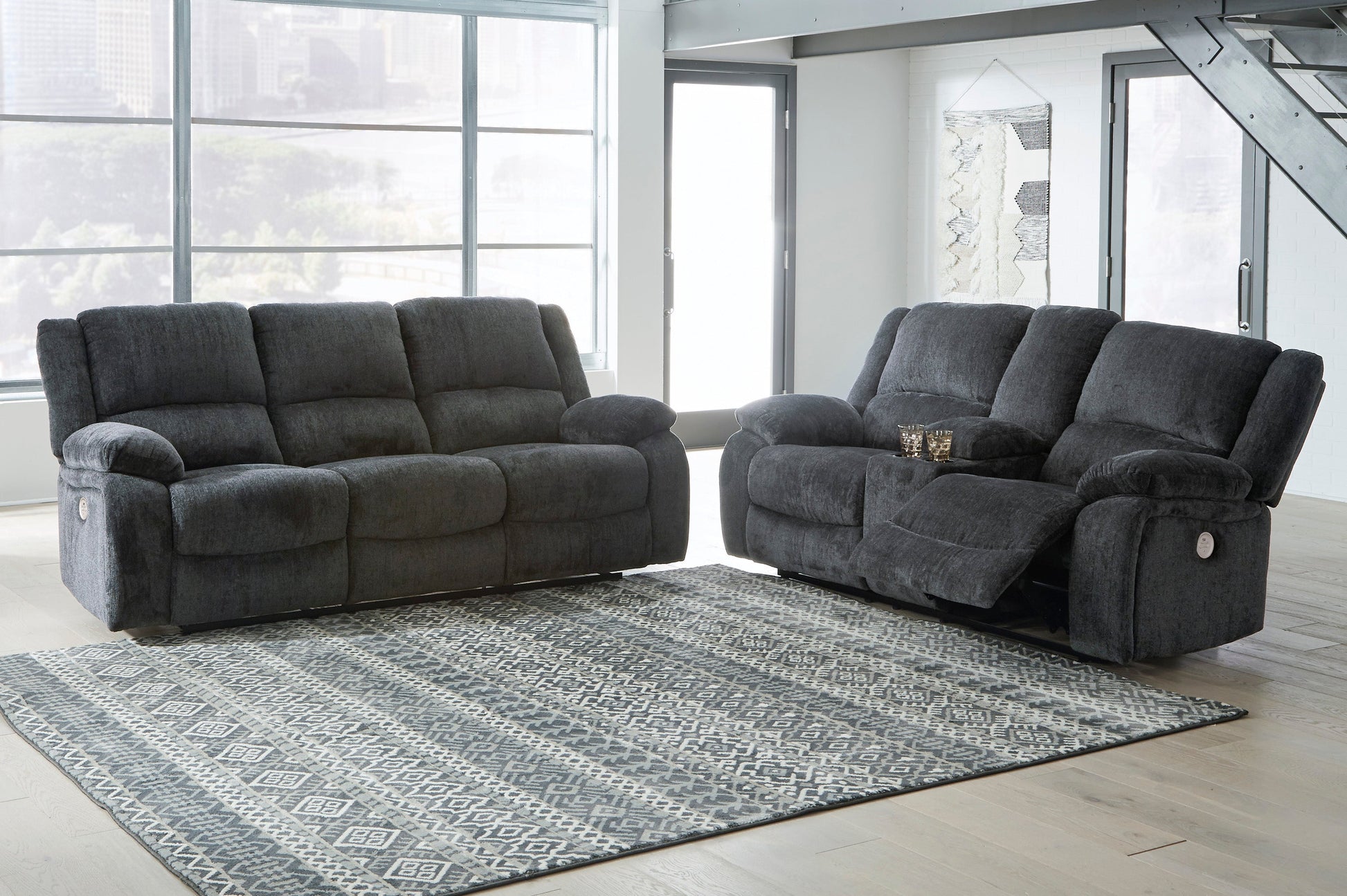 Draycoll Slate Power Reclining Living Room Set - SET | 7650487 | 7650496 - Luna Furniture - Dallas Store