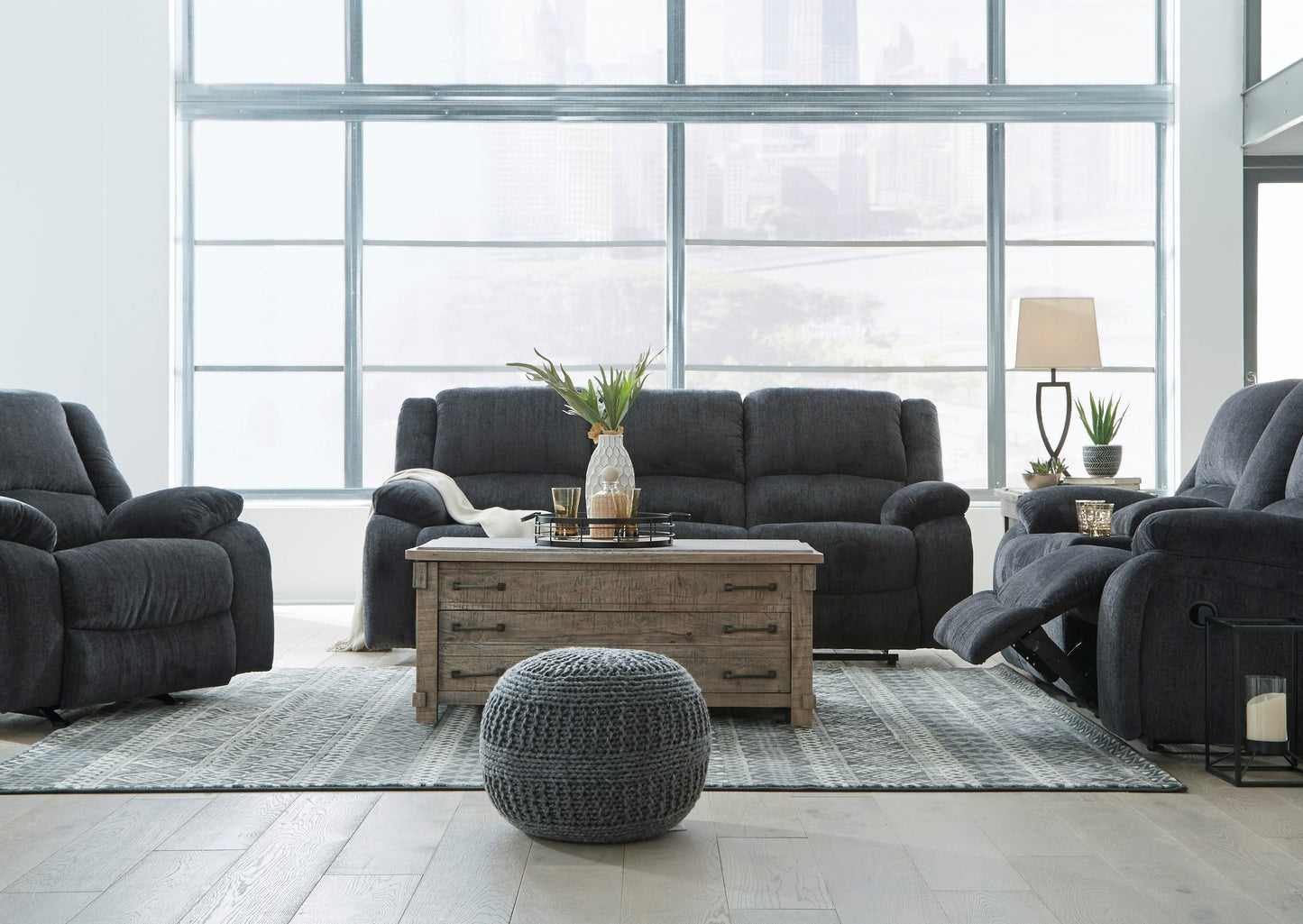 Draycoll Slate Reclining Living Room Set - SET | 7650488 | 7650494 - Luna Furniture - Dallas Store