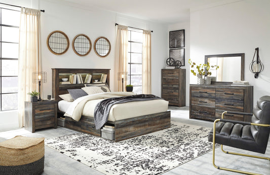 Drystan Multi Bookcase Double Side Storage Platform Bedroom Set - SET | B211-56 | B211-69 | B211-60(2) | B211-31 | B211-92 | B100-14 - Luna Furniture - Dallas Store