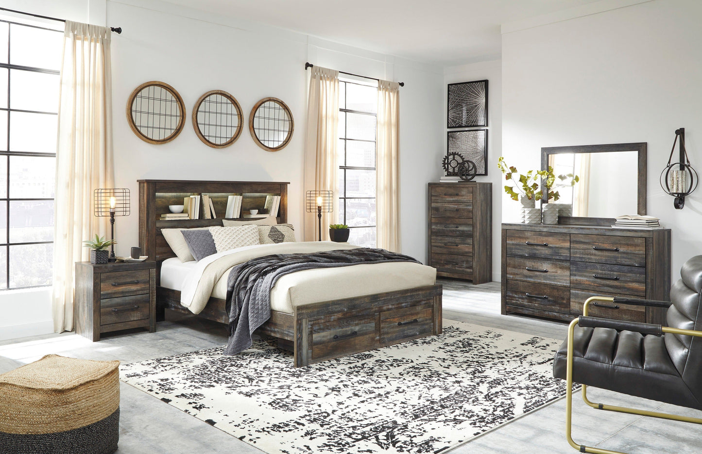 Drystan Multi Bookcase Footboard Storage Bedroom Set - SET | B211-56S | B211-69 | B211-97 | B211-31 | B211-36 | B211-92 | B211-46 - Luna Furniture - Dallas Store