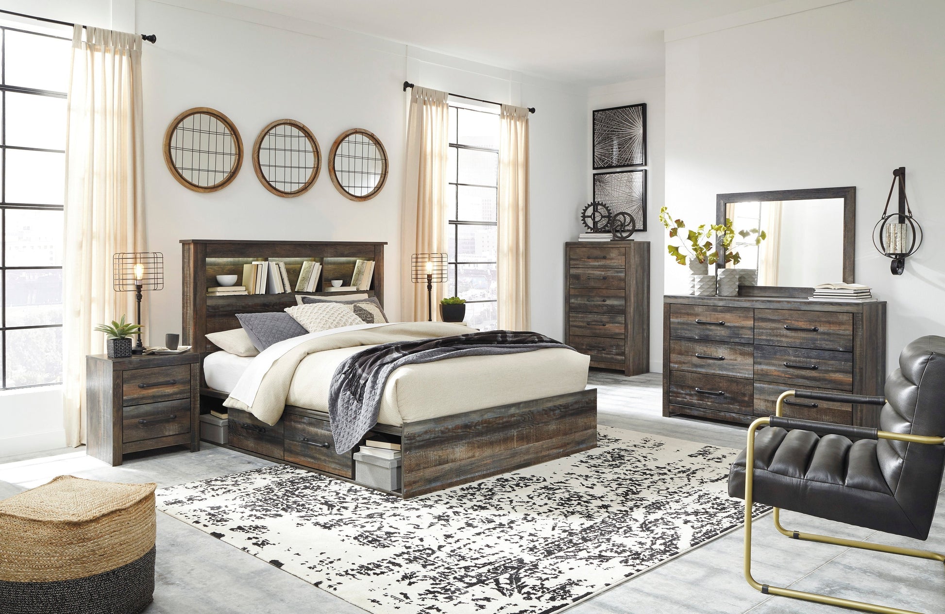 Drystan Multi Bookcase Side Storage Platform Bedroom Set - SET | B211-54 | B211-65 | B211-160 | B211-31 | B211-92 | B100-13 - Luna Furniture - Dallas Store