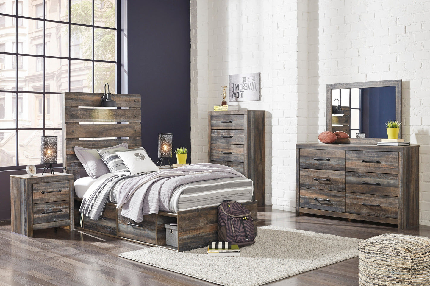 Drystan Multi Double Side Storage Platform Youth Bedroom Set - SET | B211-84 | B211-87 | B211-50(2) | B211-31 | B211-36 | B211-92 | B211-46 | B100-12 - Luna Furniture - Dallas Store