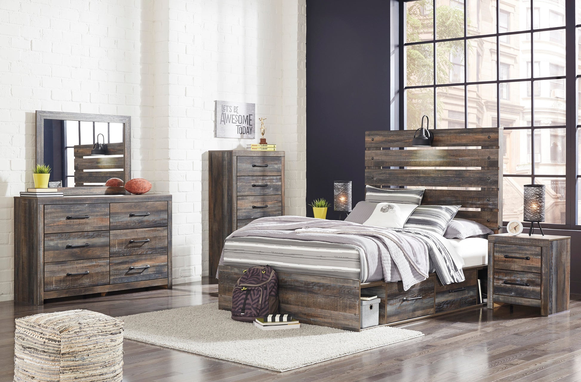 Drystan Multi Double Side Storage Platform Youth Bedroom Set - SET | B211-84 | B211-87 | B211-50(2) | B211-31 | B211-36 | B211-92 | B211-46 | B100-12 - Luna Furniture - Dallas Store