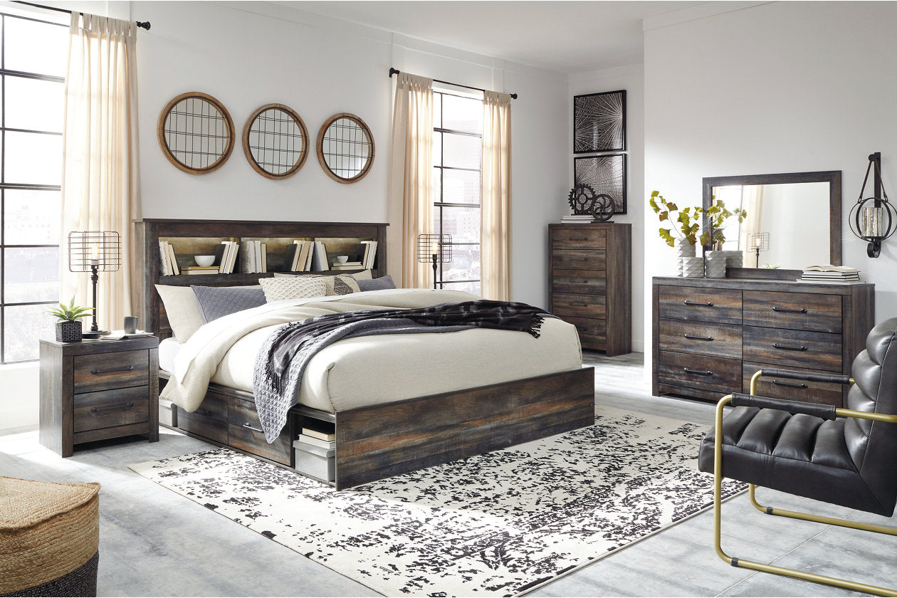 Drystan Multi King Bookcase Bed with 2 Storage Drawers - SET | B100-14 | B211-160 | B211-56 | B211-69 - Luna Furniture - Dallas Store