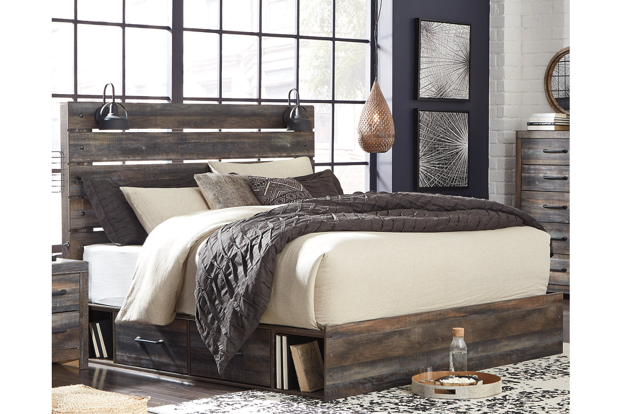 Drystan Multi King Panel Bed with 2 Storage Drawers - SET | B100-14 | B211-56 | B211-58 | B211-160 - Luna Furniture - Dallas Store