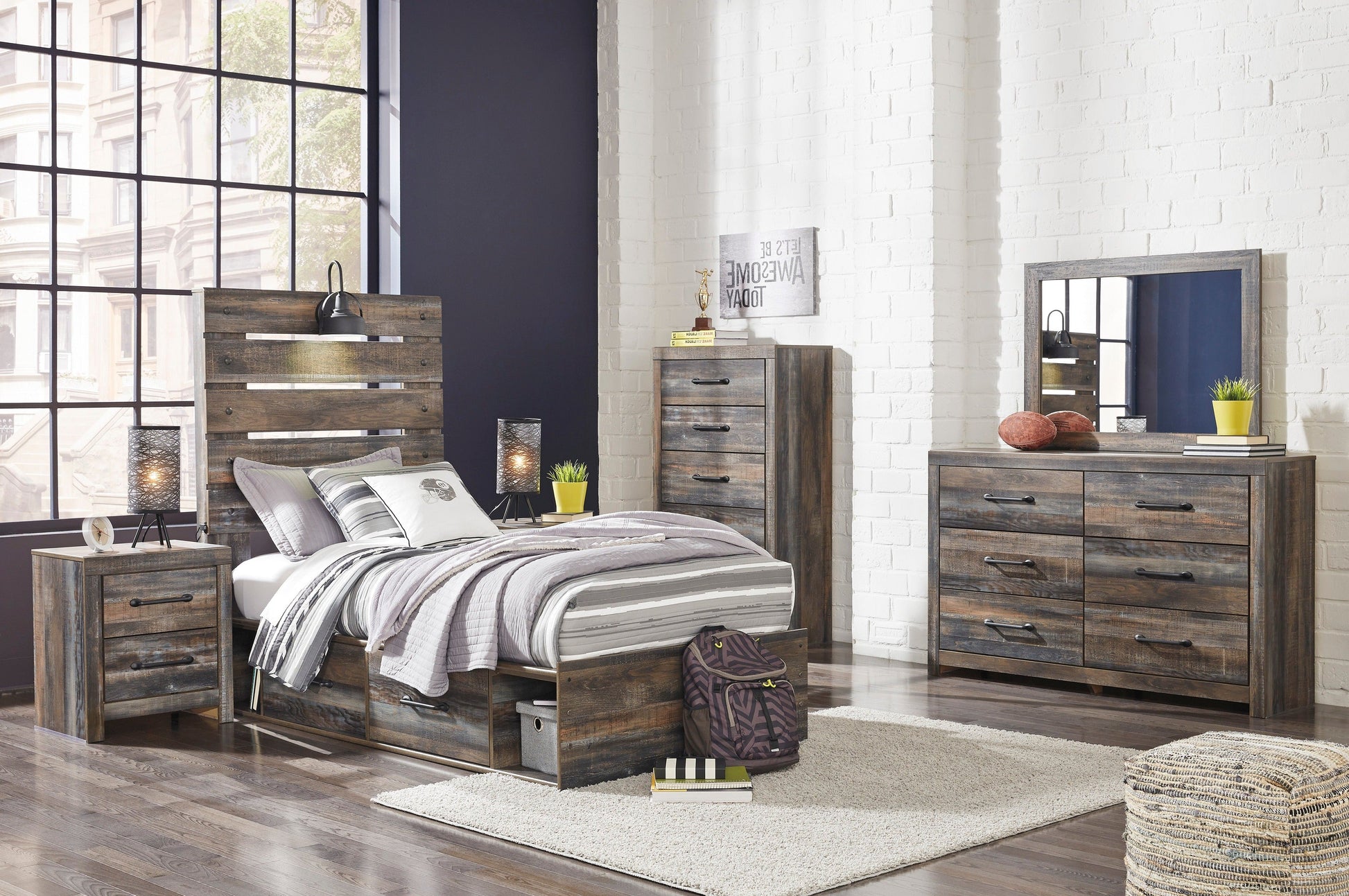 Drystan Multi Side Storage Platform Youth Bedroom Set - SET | B211-52 | B211-53 | B211-150 | B211-92 | B211-46 | B100-11 - Luna Furniture - Dallas Store