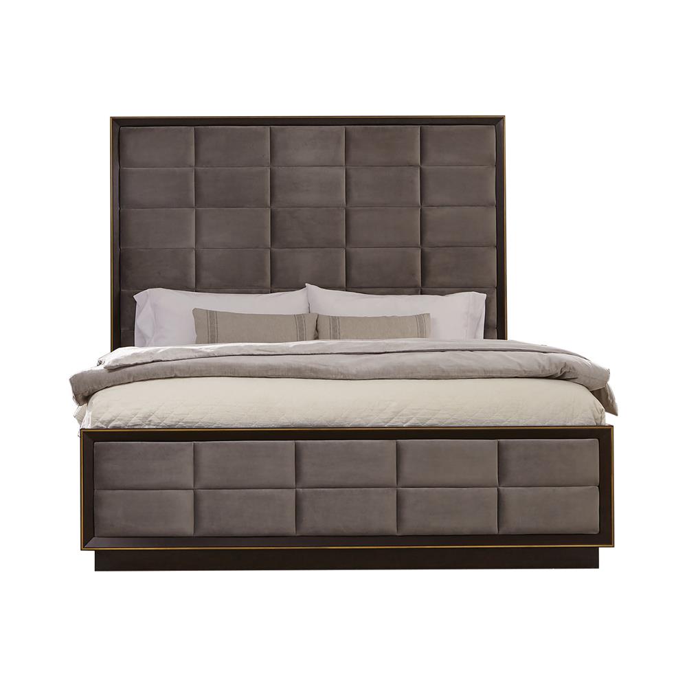 Durango Eastern King Upholstered Bed Smoked Peppercorn/Gray - 223261KE - Luna Furniture - Dallas Store
