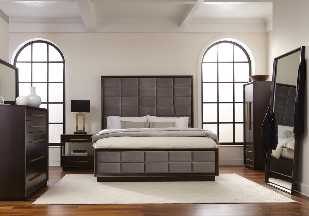 Durango Eastern King Upholstered Bed Smoked Peppercorn/Gray - 223261KE - Luna Furniture - Dallas Store
