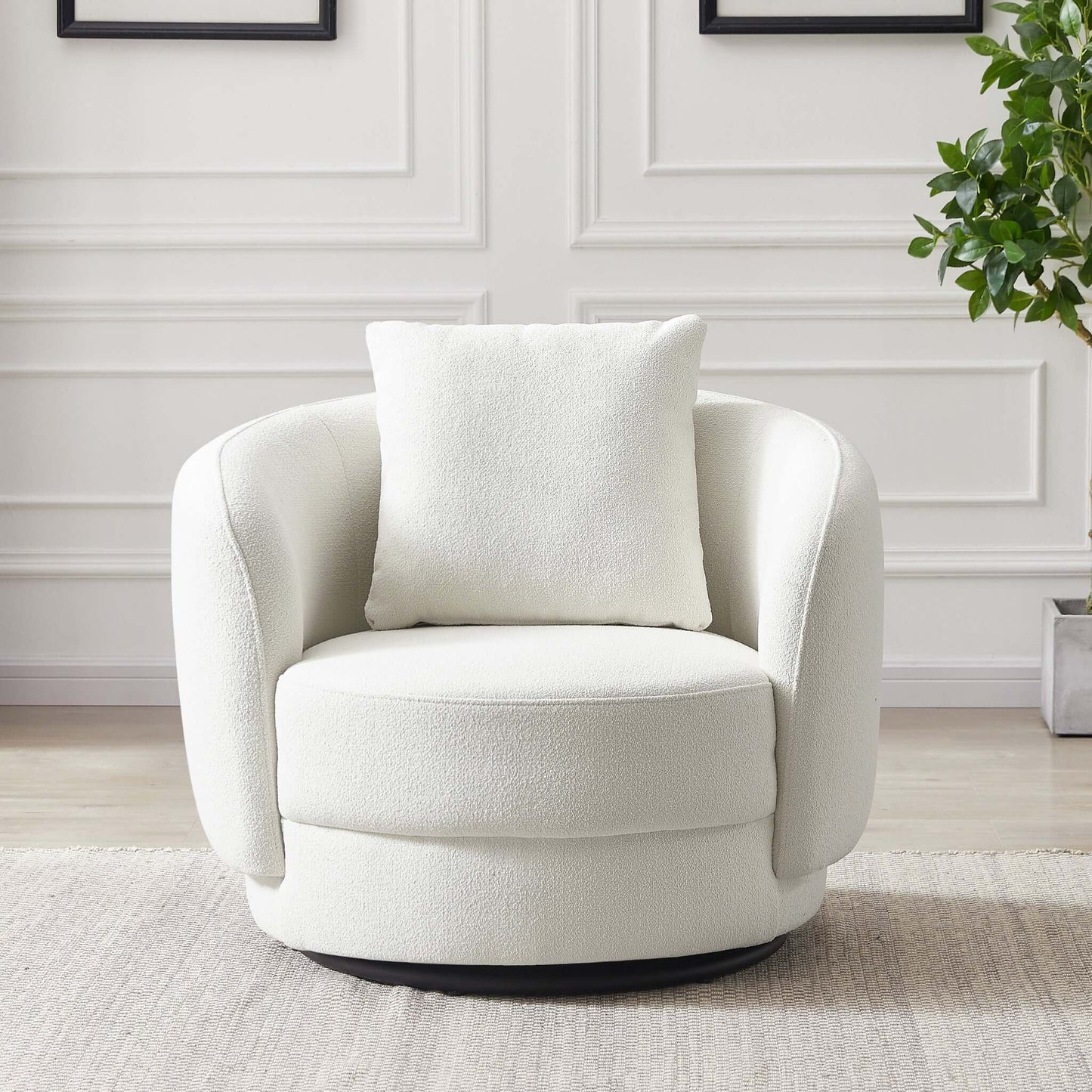 Dylan Boucle Lounge Chair Cream - AFC00483 - Luna Furniture - Dallas Store