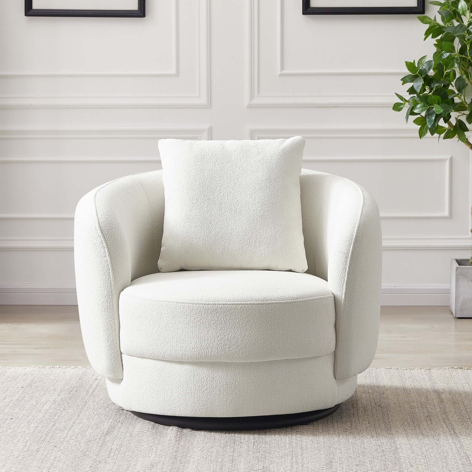 Dylan Boucle Lounge Chair Cream - AFC00483 - Luna Furniture - Dallas Store