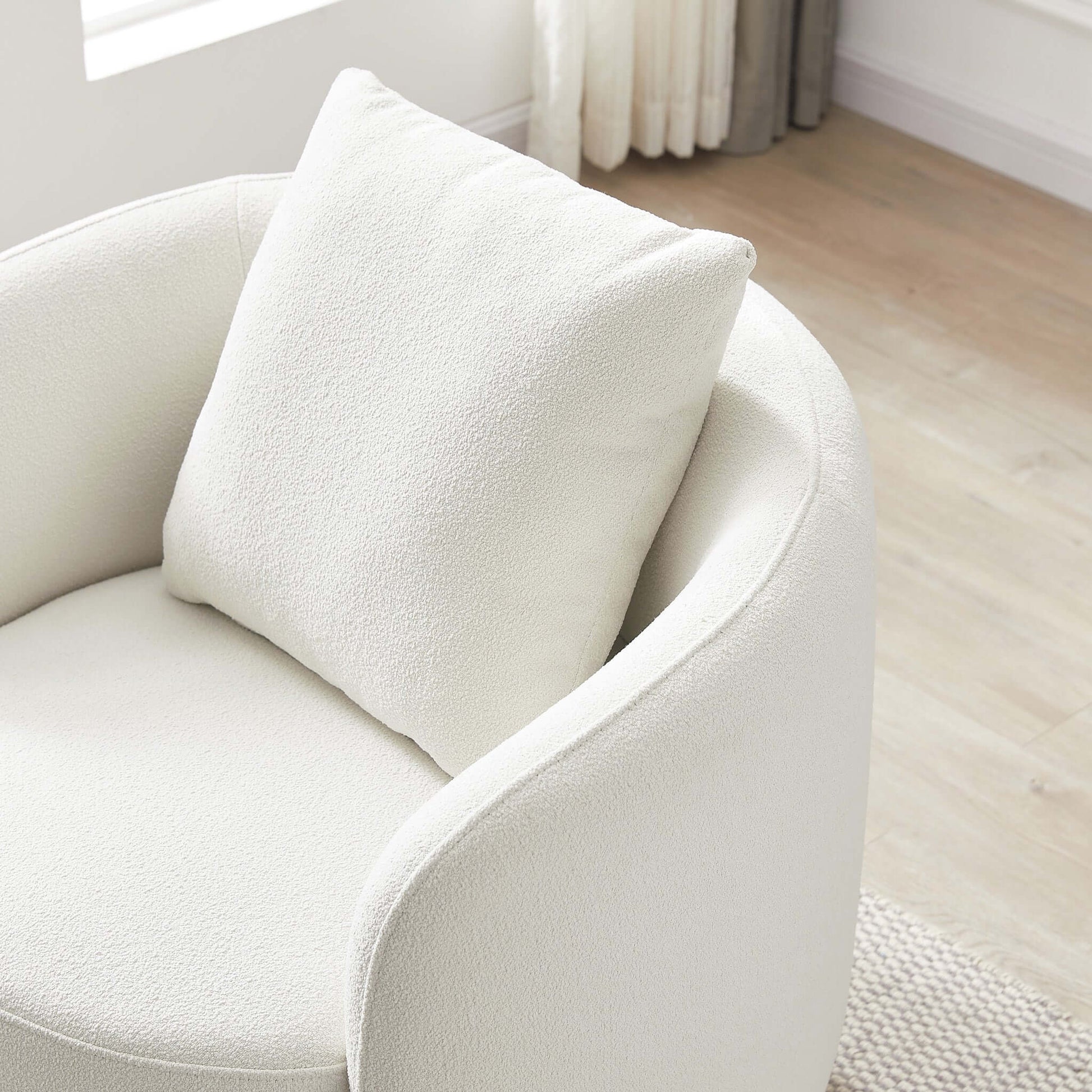 Dylan Boucle Lounge Chair Cream - AFC00483 - Luna Furniture - Dallas Store