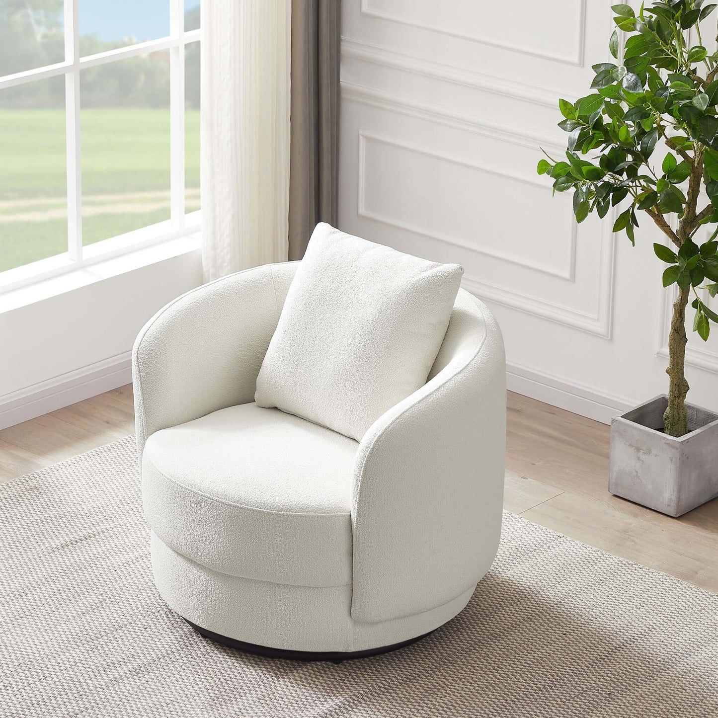 Dylan Boucle Lounge Chair Cream - AFC00483 - Luna Furniture - Dallas Store