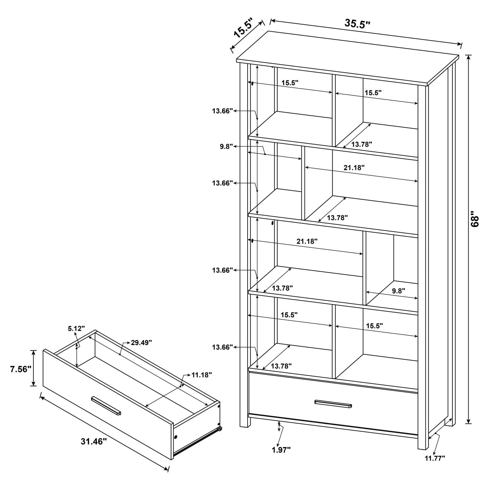 Dylan Rectangular 8-Shelf Bookcase - 801574 - Luna Furniture - Dallas Store