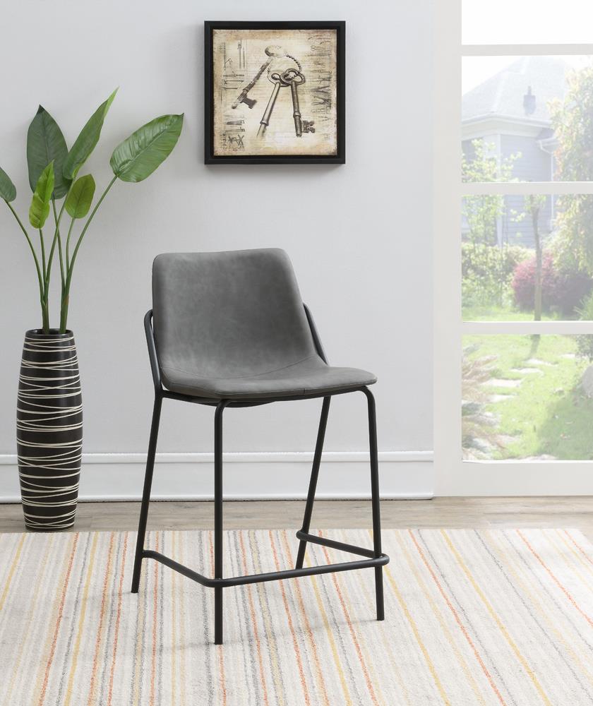 Earnest Gray/Black Solid Back Upholstered Counter Height Stools, Set of 2 - 183452 - Luna Furniture - Dallas Store