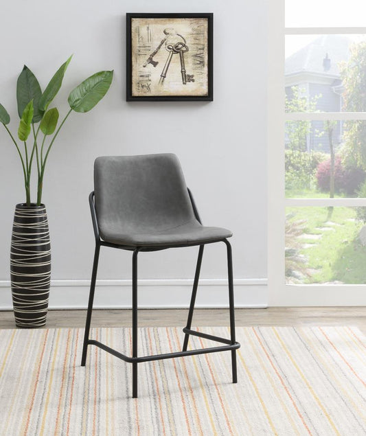 Earnest Gray/Black Solid Back Upholstered Counter Height Stools, Set of 2 - 183452 - Luna Furniture - Dallas Store