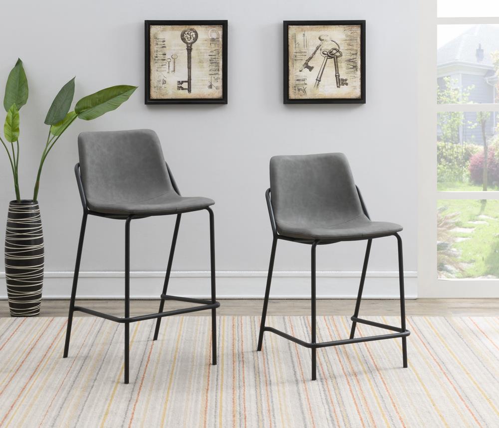 Earnest Gray/Black Solid Back Upholstered Counter Height Stools, Set of 2 - 183452 - Luna Furniture - Dallas Store