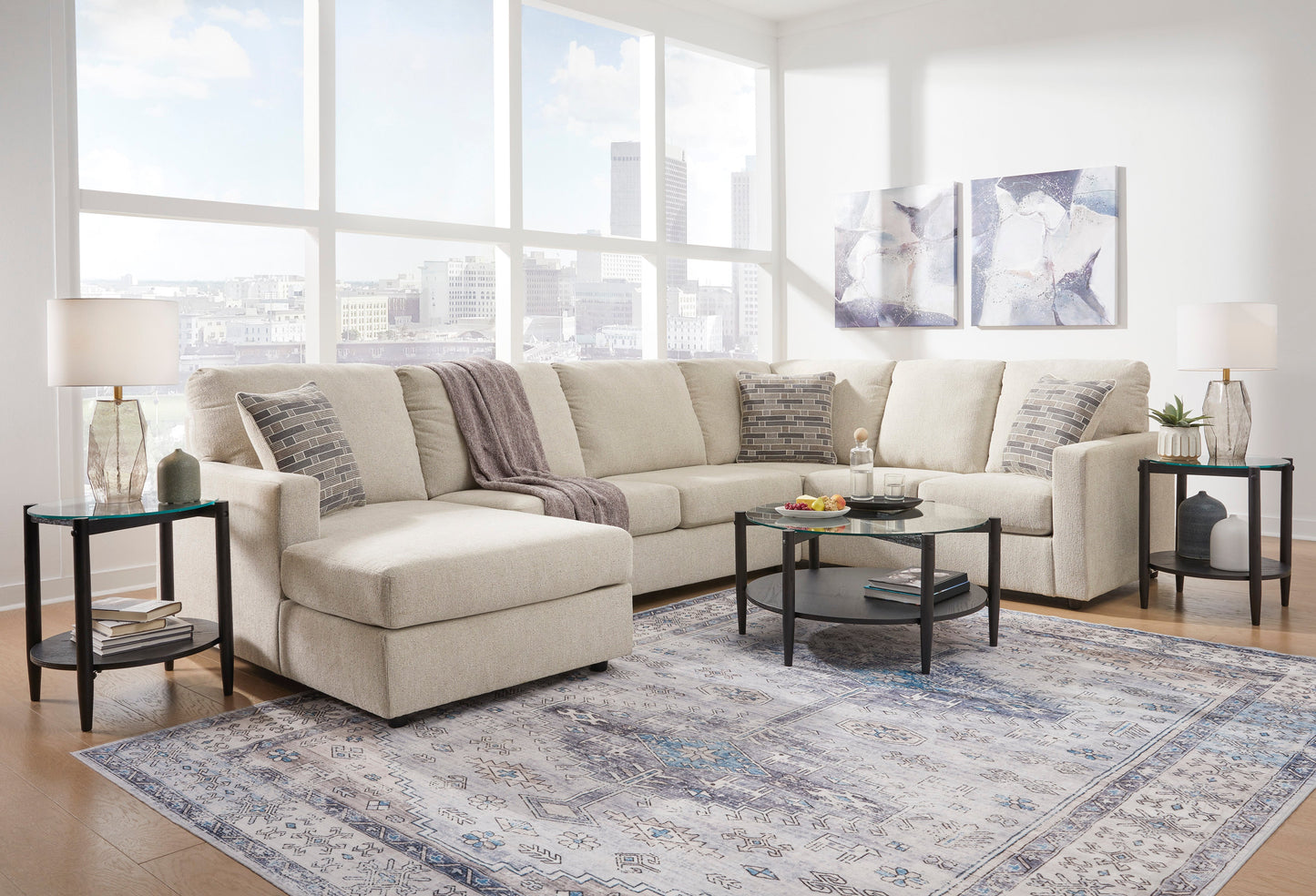 Edenfield Linen LAF Sectional - SET | 2900416 | 2900434 | 2900449 | 2900408 - Luna Furniture - Dallas Store