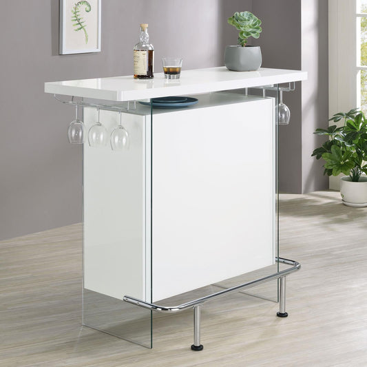 Edgerton Dark Oak/Chrome Round Wood Top Bar Table - 182632 - Luna Furniture - Dallas Store