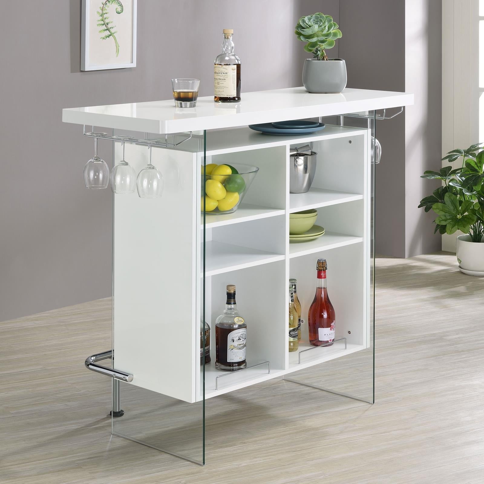 Edgerton Dark Oak/Chrome Round Wood Top Bar Table - 182632 - Luna Furniture - Dallas Store