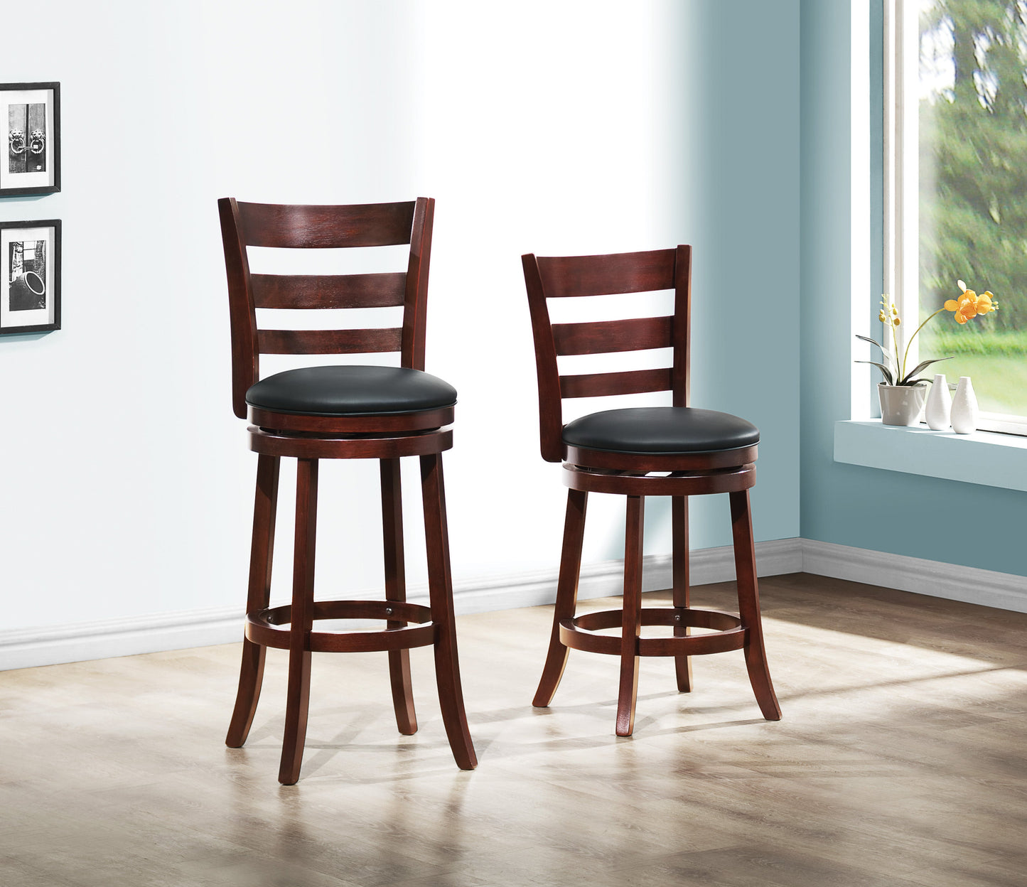 Edmond Dark Cherry Swivel Counter Height Chair - 1144E-24S - Luna Furniture - Dallas Store