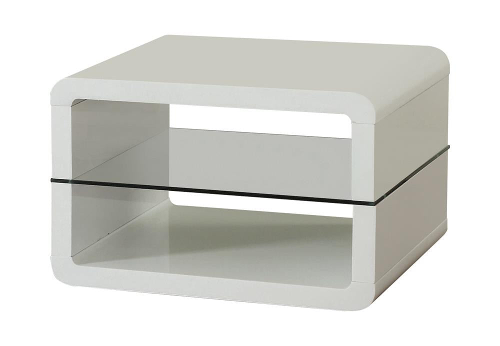 Elana Square 2-Shelf End Table Glossy White - 703267 - Luna Furniture - Dallas Store