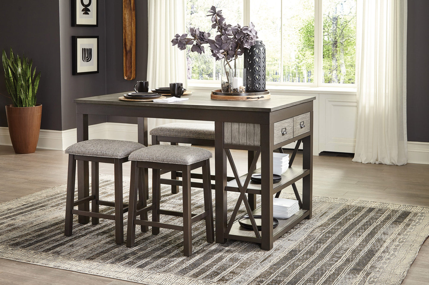 Elias Gray Counter Height Bench - 5772-24BH - Luna Furniture - Dallas Store