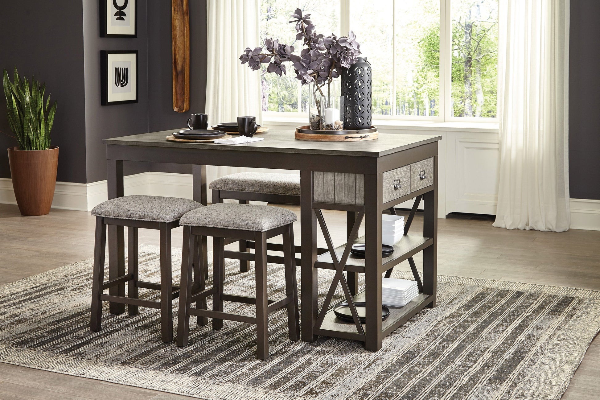 Elias Gray Counter Height Bench - 5772-24BH - Luna Furniture - Dallas Store
