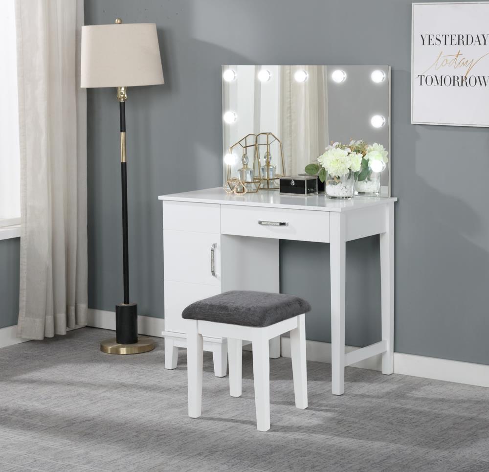 Elijah Vanity Set with LED Lights White/Dark Gray - 931149 - Luna Furniture - Dallas Store
