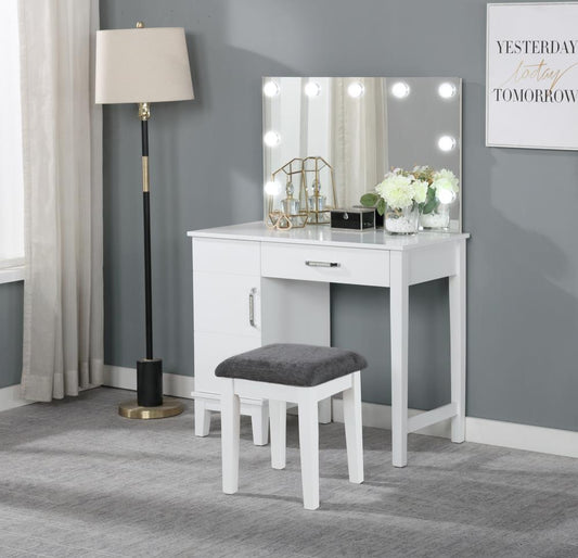 Elijah Vanity Set with LED Lights White/Dark Gray - 931149 - Luna Furniture - Dallas Store