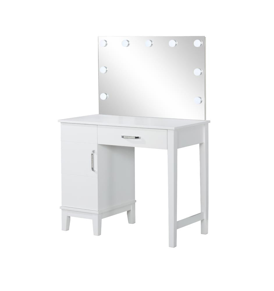 Elijah Vanity Set with LED Lights White/Dark Gray - 931149 - Luna Furniture - Dallas Store