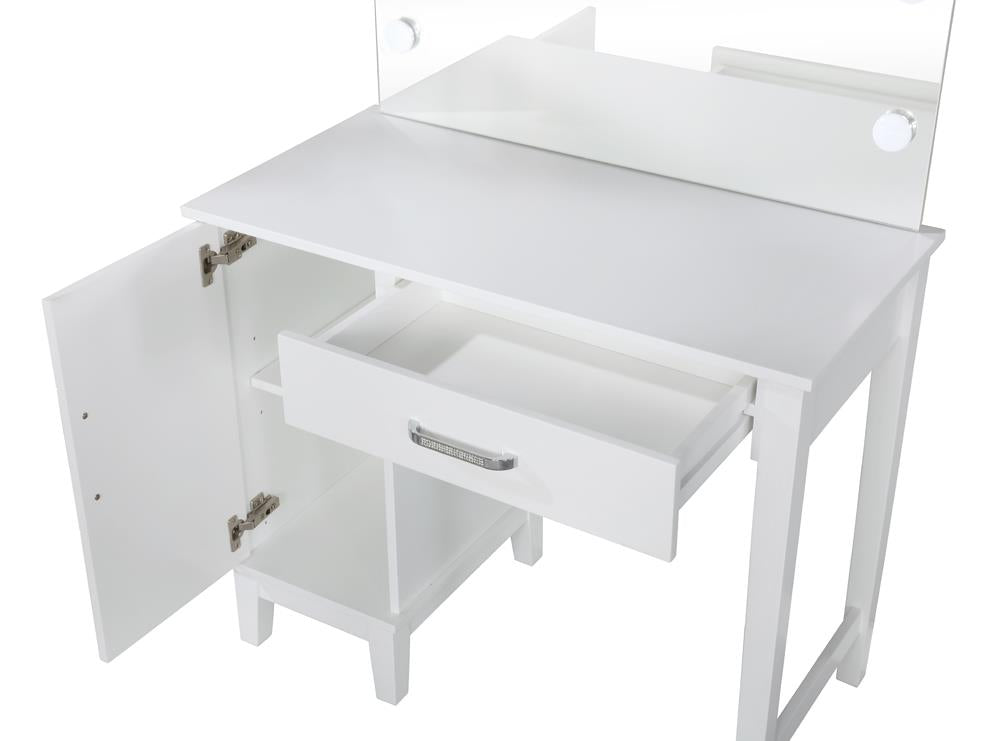 Elijah Vanity Set with LED Lights White/Dark Gray - 931149 - Luna Furniture - Dallas Store