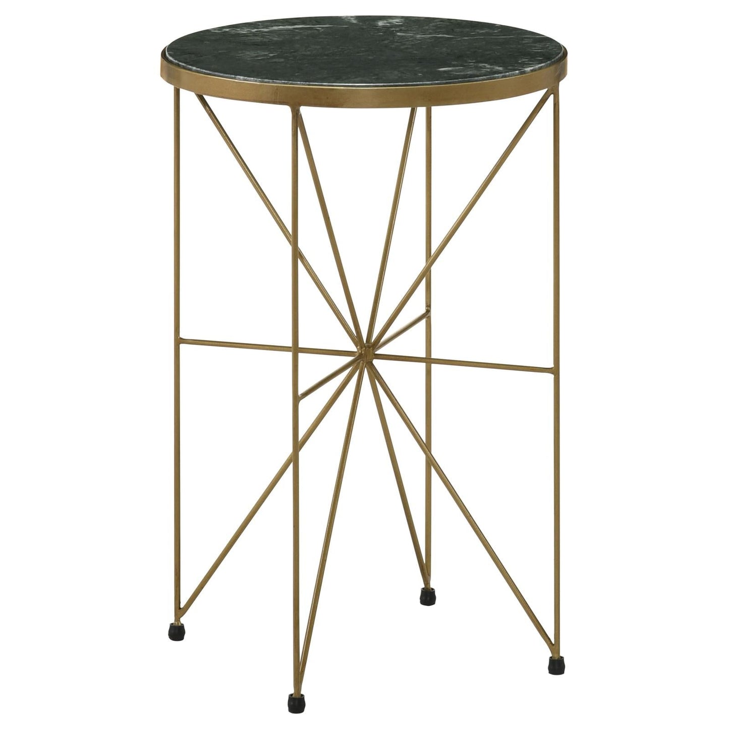 Eliska Green/Antique Gold Round Accent Table with Marble Top - 936061 - Luna Furniture - Dallas Store