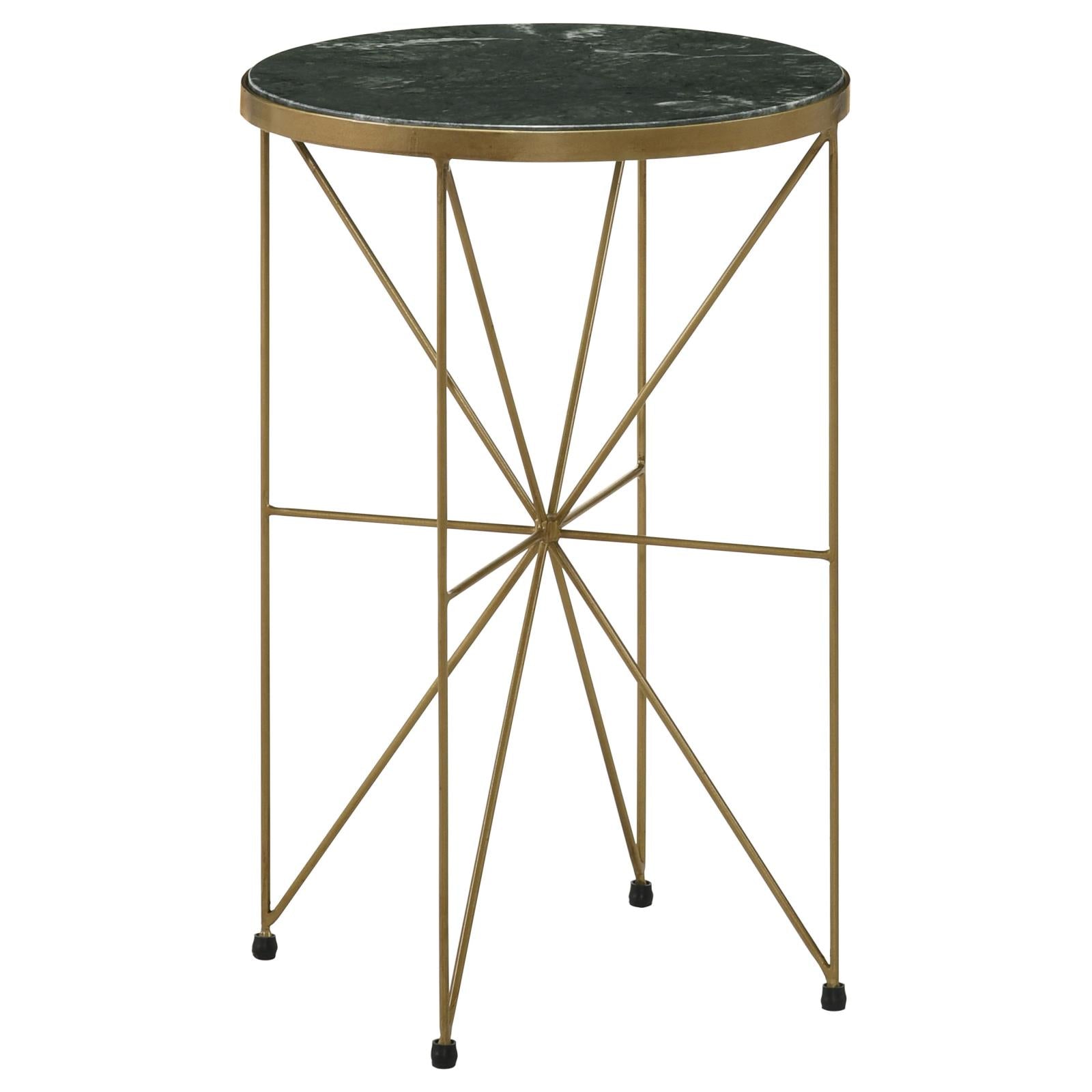 Eliska Green/Antique Gold Round Accent Table with Marble Top - 936061 - Luna Furniture - Dallas Store