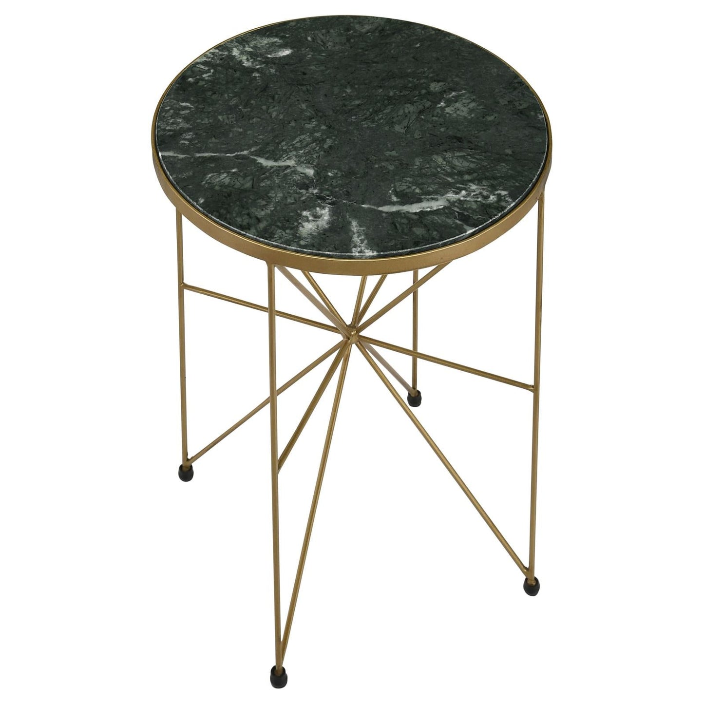 Eliska Green/Antique Gold Round Accent Table with Marble Top - 936061 - Luna Furniture - Dallas Store