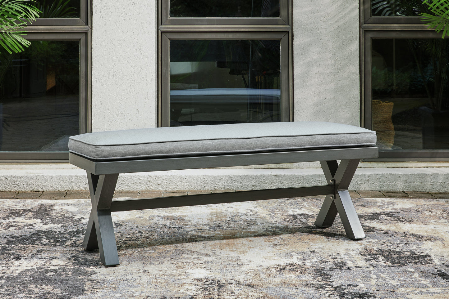 Elite Park Gray Outdoor Bench with Cushion - P518-600 - Luna Furniture - Dallas Store