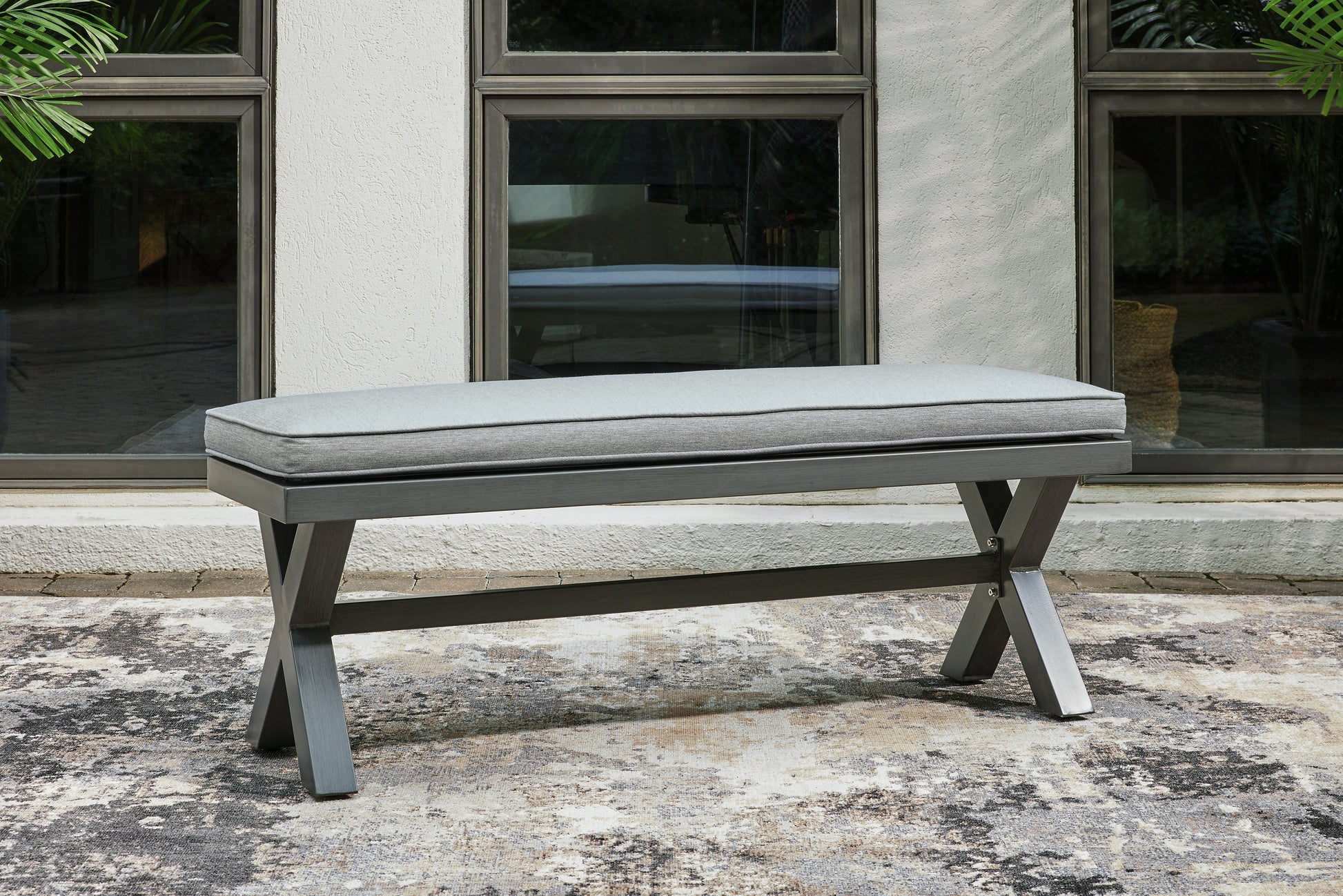 Elite Park Gray Outdoor Bench with Cushion - P518-600 - Luna Furniture - Dallas Store