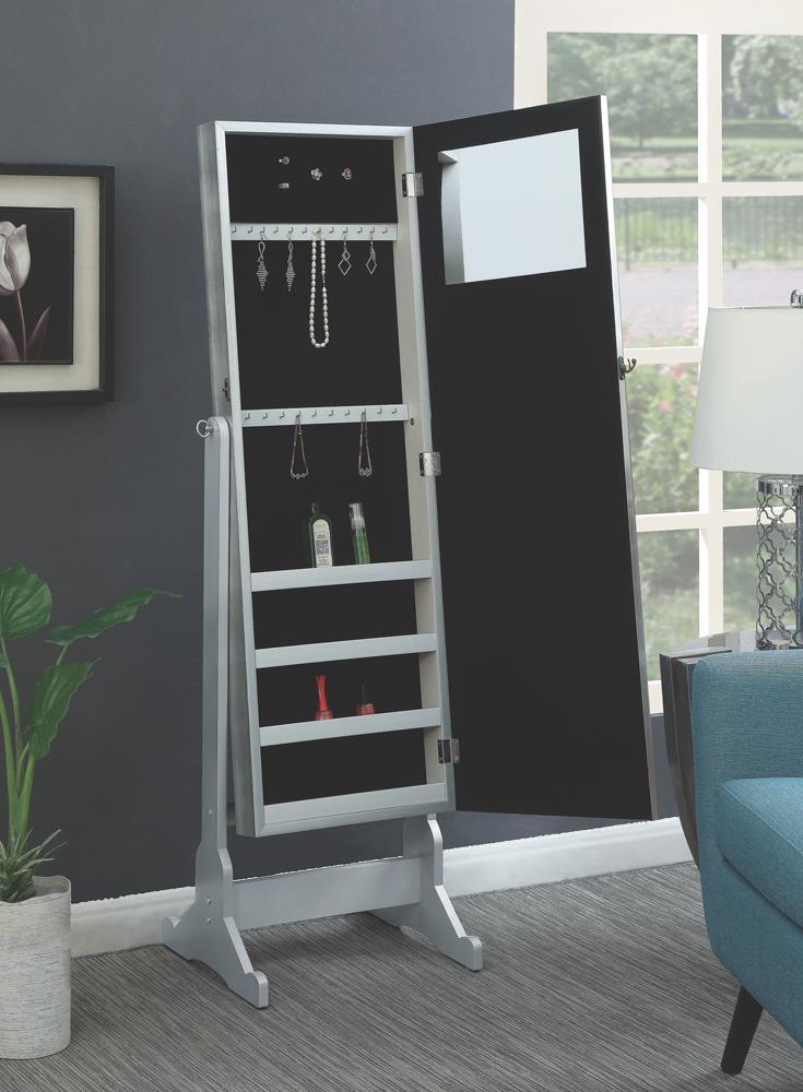 Elle Silver Jewelry Cheval Mirror with Crystal Trim - 902779 - Luna Furniture - Dallas Store